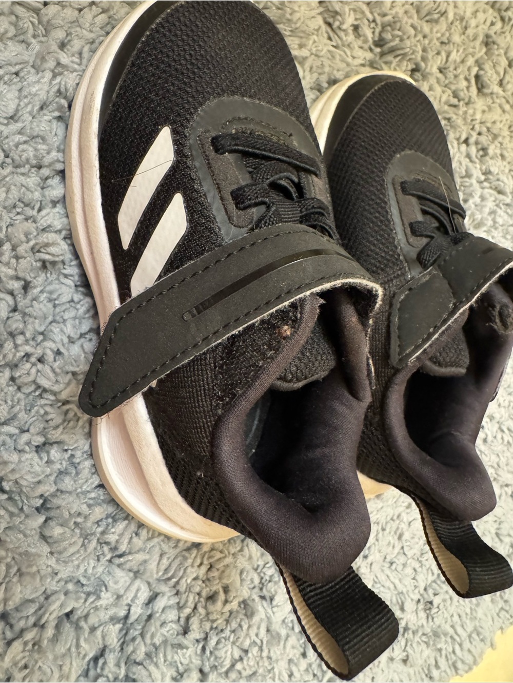 Kids Black adidas Athletic Shoes with White Accent